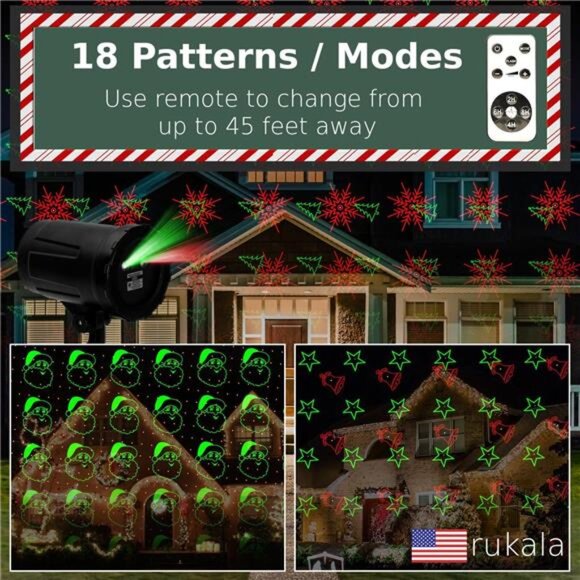Christmas Projector Laser Lights Outdoor Outlet Timer and Remote Included - Picture 5 of 7